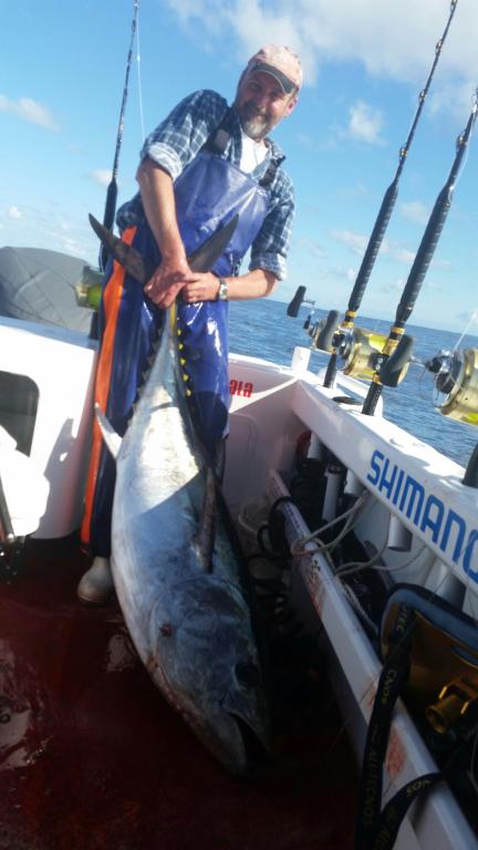 ANGLER: Rodney Norford SPECIES: Southern Bluefin Tuna WEIGHT: Est. 70kg LURE: JB Lures, 10" purple Smoking a Gun